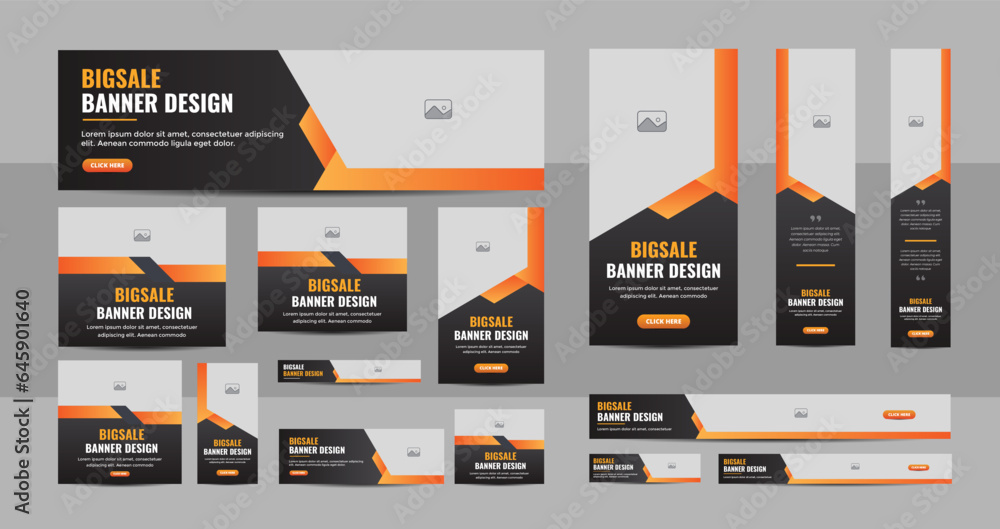 Poster web banner design template set, horizontal header web banner, modern multicolor cover header backgro