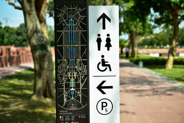 Disabled toilet with maps at public park in india