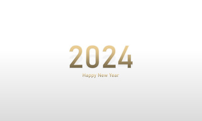 Happy New Year 2024. Golden numbers on a white background