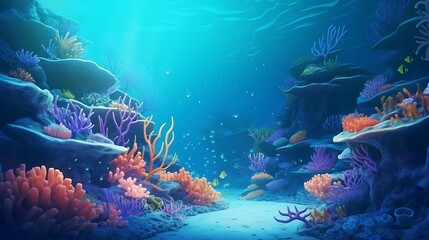 Obraz na płótnie Canvas beautiful seabed background. Beauty coral reefs and fish, AI generative