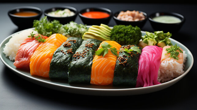 sushi and chopsticks UHD wallpaper Stock Photographic Image
