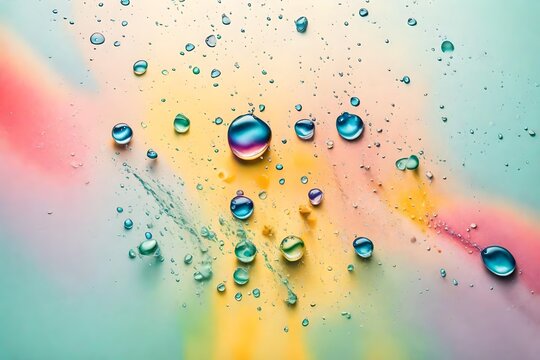 the best and top view of multicolour the splash of water drops on the pastel background 4k HD Ultra High quality photo.