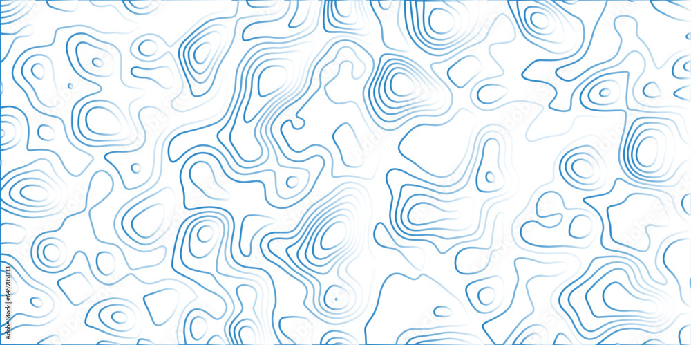 Poster Abstract white background with blue gradient Topographic line map pattern. Contour elevation topographic and textured Background Modern design with White background with topographic wavy patte.