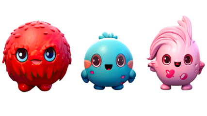 cute funny blob characters isolated PNG series