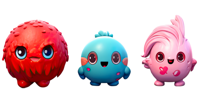 cute funny blob characters isolated PNG series