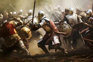 Foto op Plexiglas medieval soldiers fighting in battle © sam