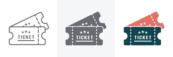 Ticket set icon vector illustration in flat style.Event ticket simple icon set.Outline ticket icon graphic and web design.Vector illustration - obrazy, fototapety, plakaty