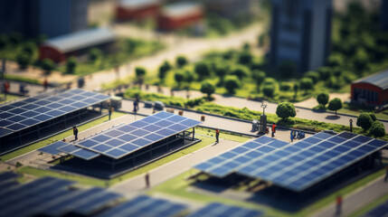 Eco sustainable corporate miniature macro photography tilt shift lens green friendly clean energy earth world future environment business emissions safety CSR responsibility friendly carbon neutral
