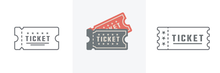 Ticket set icon vector illustration in flat style.Event ticket simple icon set.Outline ticket icon graphic and web design.Vector illustration