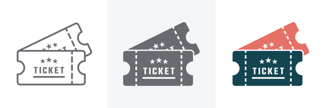 Ticket set icon vector illustration in flat style.Event ticket simple icon set.Outline ticket icon graphic and web design.Vector illustration