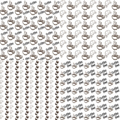 International coffee day seamless pattern Design.Four in one set.