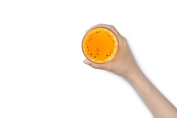 passion fruit juice isolated on white
