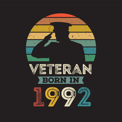 Veteran born in 1992 vector vintage style Veteran day design vector