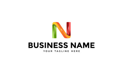 colorful letter N logo template