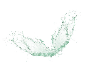Green water splash isolated on white background.
