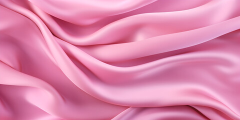 Elegant pink soft silk satin fabric background with several waves and folds