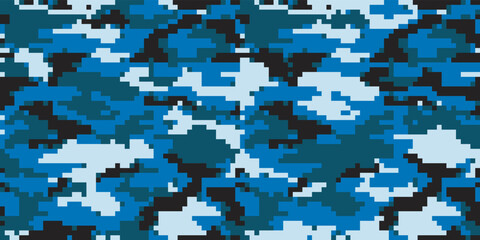 seamless digital camo pattern with bluish color