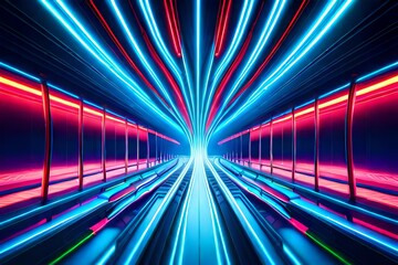 An Abstract Flight Through the Hyperspace Tunnel of Retro Futurism, A Cosmic Odyssey of Vibrant Lights and Timeless Imagination