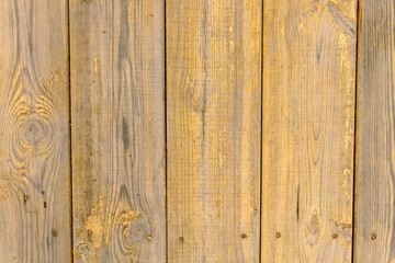 Fototapeta premium Old wooden boards painted with yellow paint. Background