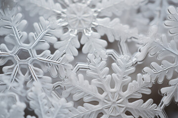 Closeup of snow flake in winter season