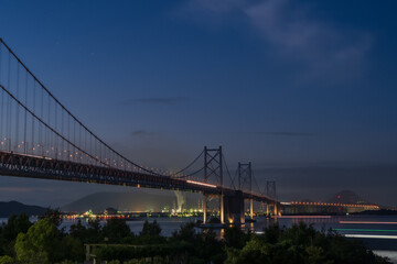 Fototapeta na wymiar 日本の香川県与島から見た瀬戸大橋と坂出の美しい風景