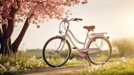 Fototapeta na wymiar beautiful landscape image with a Bicycle.