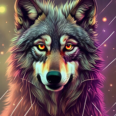 wolf with colorful fur 