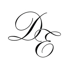 DE Calligraphy Monogram initial letters logo