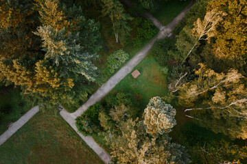 Topdown view of park paths