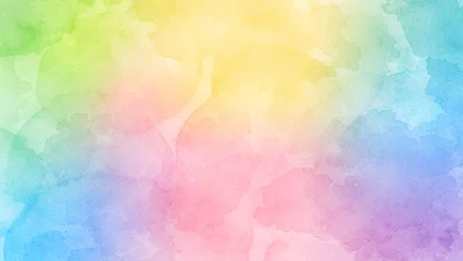 Gordijnen 水彩風に加工委したカラフルなグラデーションの背景イラスト　アスペクト比16：9バージョン © Rica Nohara