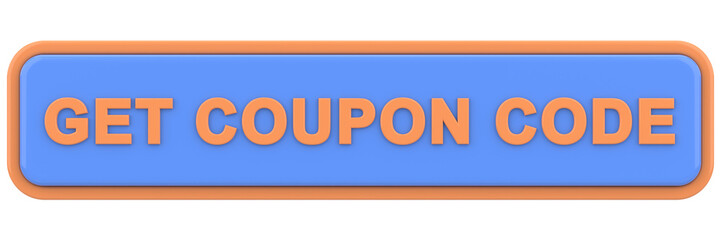 Get coupon code button. 3D illustration.