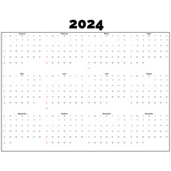 Calendar 2024 template vector, simple minimal design, Planner 2024 year, Wall calendar 2024 year, Week Starts sunday, Set of 12 calendar, advertisement, printing, stationery, organization office