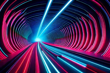 An Abstract Flight Through the Hyperspace Tunnel of Retro Futurism, A Cosmic Odyssey of Vibrant Lights and Timeless Imagination