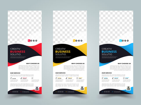 Corporate rollup banner template, advertisement, pull up, polygon background, vector illustration, business flyer, and display banner for your Corporate business, company, with 3 color.