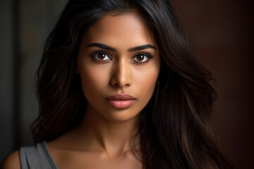 Obraz premium Portrait of a smiling young Asian woman with looking at the camera in confidently while standing alone in a room.