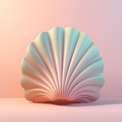 Shell in 3d clay style icon on pastel color background.