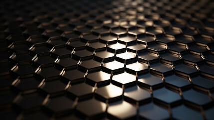 3d rendering of abstract background with hexagons in black and blue colors generative ai