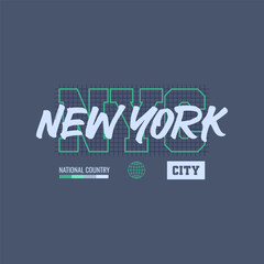 New York City, modern and stylish typography slogan. Colorful abstract design in line style. for printed t-shirts