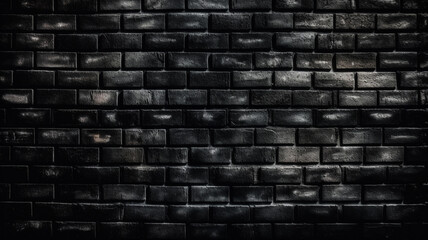 Black brick wall background. Black brick wall texture. Black brick wall background generative ai