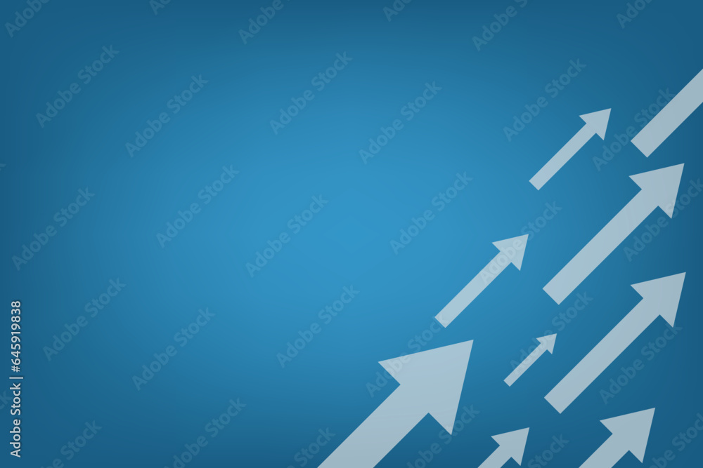 Poster blue business background with incline arrow shape on corner. banner and template for design with bla