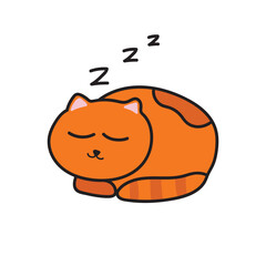Kids drawing Cartoon Vector illustration cute cat sleeping icon Isolated on White Background