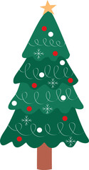 Christmas Tree Flat Illustration