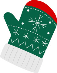 Christmas Winter Glove Flat Illustration