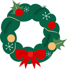 Christmas Wreath Flat Illustration