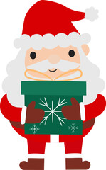Santa and Gifts Flat Illustration