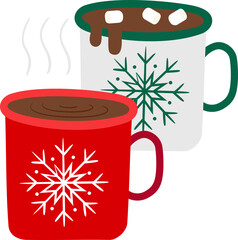 Cup Hot Chocolate and Coffee Flat Illustration