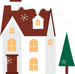 Christmas House Flat Illustration