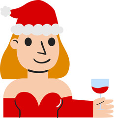 Christmas Party Woman Flat Illustration