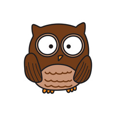 Kids drawing Cartoon Vector illustration cute owl icon Isolated on White Background
