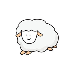 Kids drawing Cartoon Vector illustration cute sheep icon Isolated on White Background